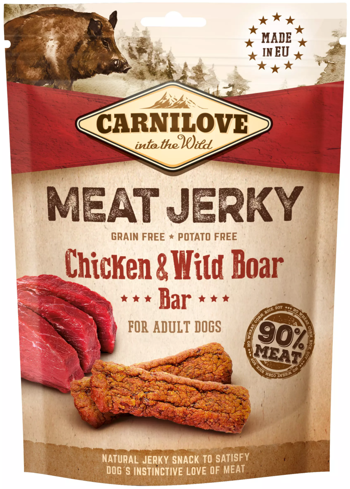 Carnilove Meat Jerky Chicken & Wild Boar Bar - tyčinka kuře a divočák 100 gramů