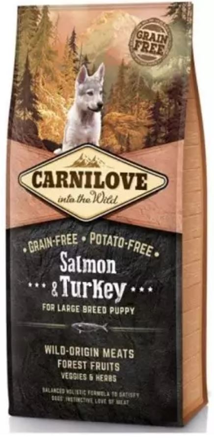 Carnilove Salmon & Turkey for large breed puppies - losos a krůta pro štěňata 12 kg